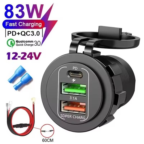 Usb auto kfz steckdose 12v - steckdose, qc
