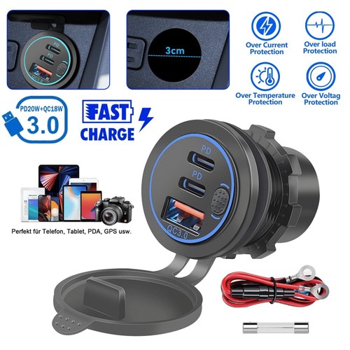 12v usb steckdose qc3 - usb-c, qc3.0